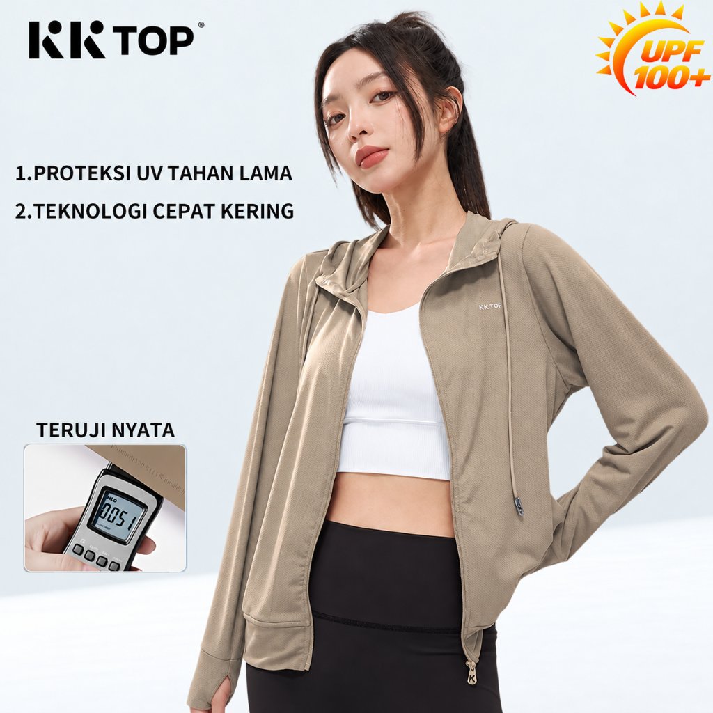 KKTOP-Jaket Hoodie Wanita Casual Premium Anti UV | Adem Nyaman untuk OOTD & Olahraga