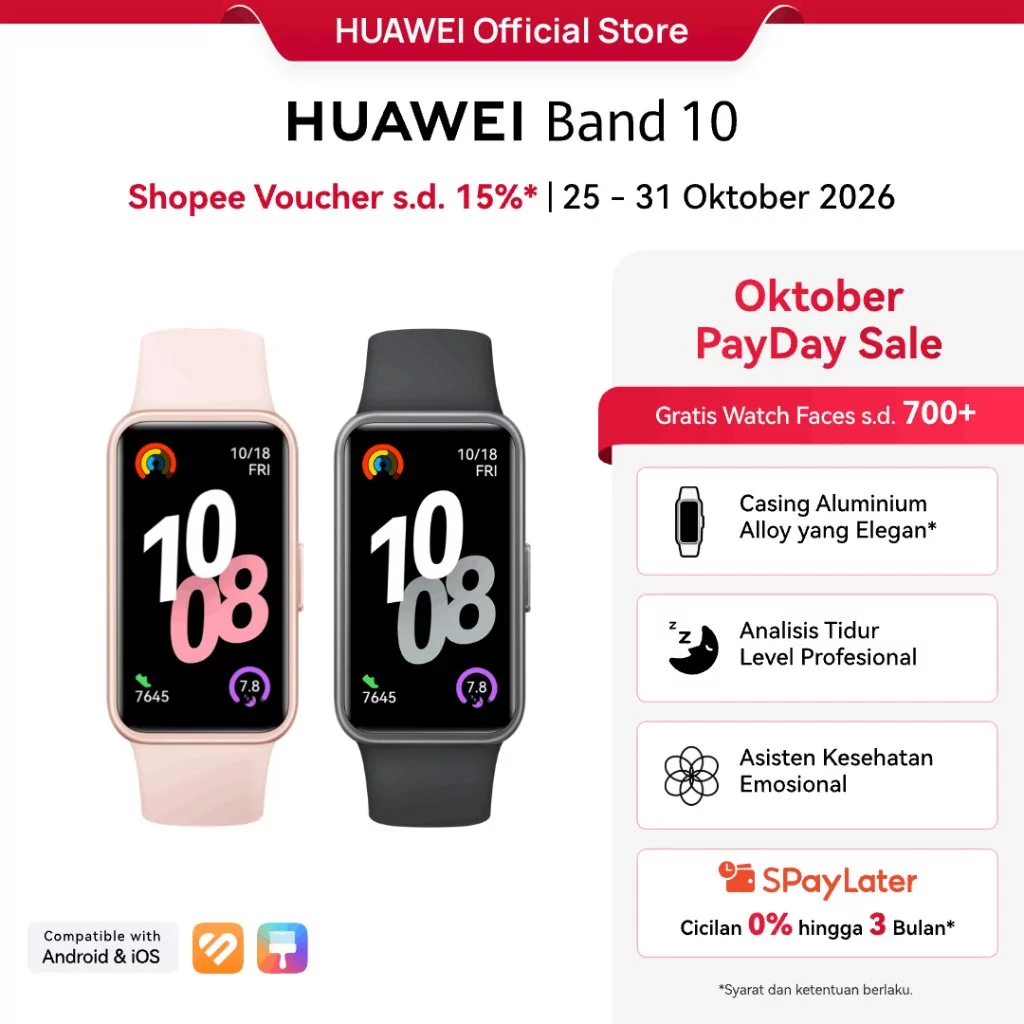 [Payday s/d 15%+200RB] HUAWEI Band 10 Smartband | Sleek Aluminum Alloy Case | Pro-Level