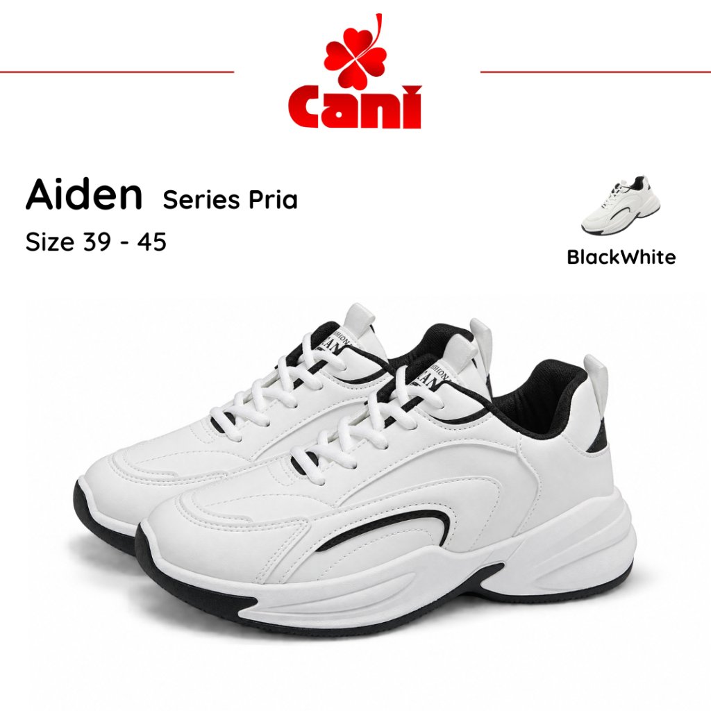 (GAJIAN SALE) Cani Aiden Sepatu Sneakers Putih Pria Kasual Fashion Shoes Sol Karet Nyaman