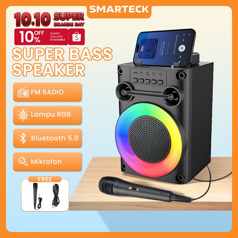 Smarteck Bluetooth Karaoke Speaker SK11 Super Bass 4.5 Inch Microphone Radio FM