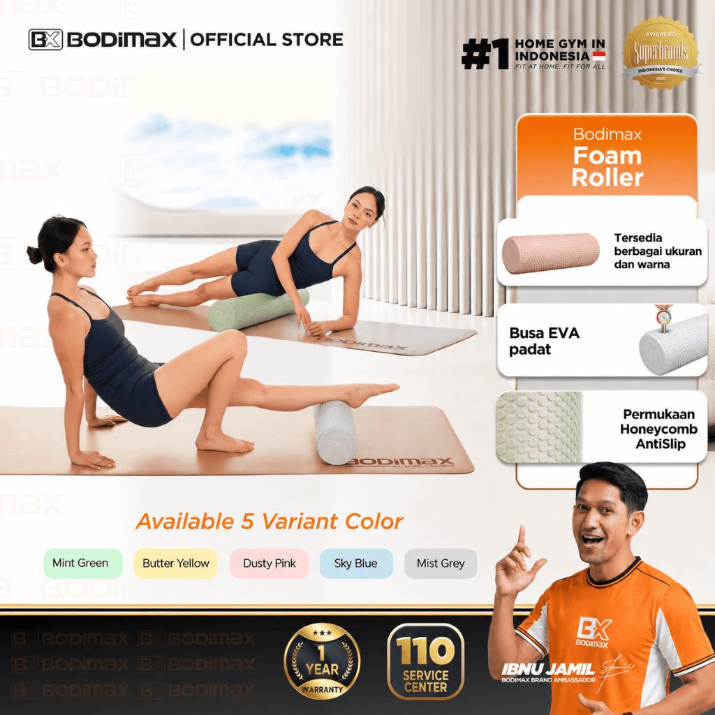 BODIMAX Foam Roller Busa EVA Padat Permukaan Honeycomb AntiSlip