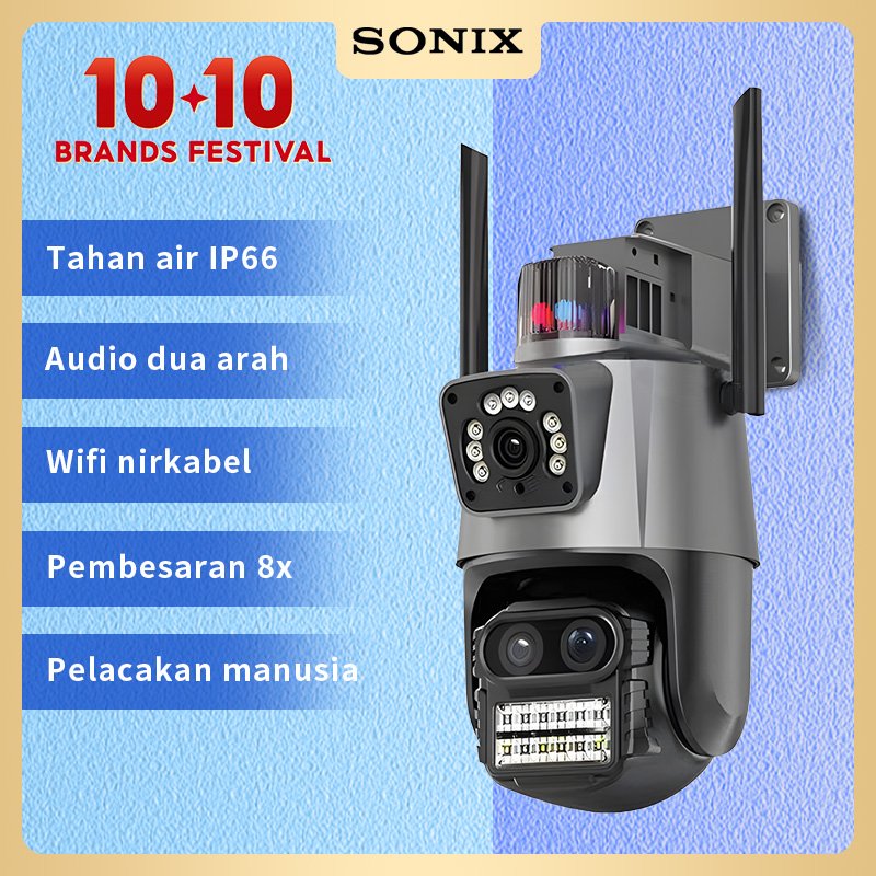 Sonix IP Camera SCM01 CCTV 8MP 4K Dual Lens Outdoor Kamera Wifi Outdoor Waterproof Auto