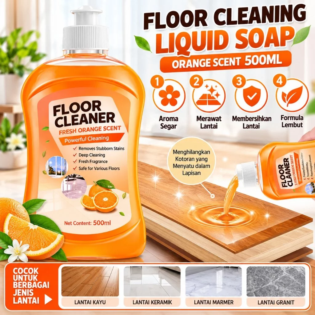 BB7 - Sabun Pembersih Lantai Aroma Jeruk 500ML Anti Lengket / Sabun Pel Pewangi Lantai