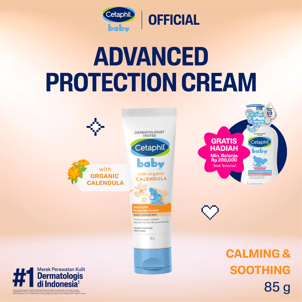 Cetaphil Baby with Organic Calendula Advanced Protection Cream 85g dengan Glycerin dan Shea Butter K