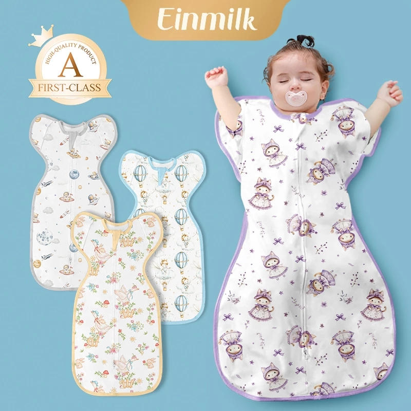 Einmilk Sleepsack Bag Bayi Kapas murni grade A Resleting 2 Arah Selimut Bayi Cocok untuk 0-16 Bulan / Bedong Bayi Instan QSB22