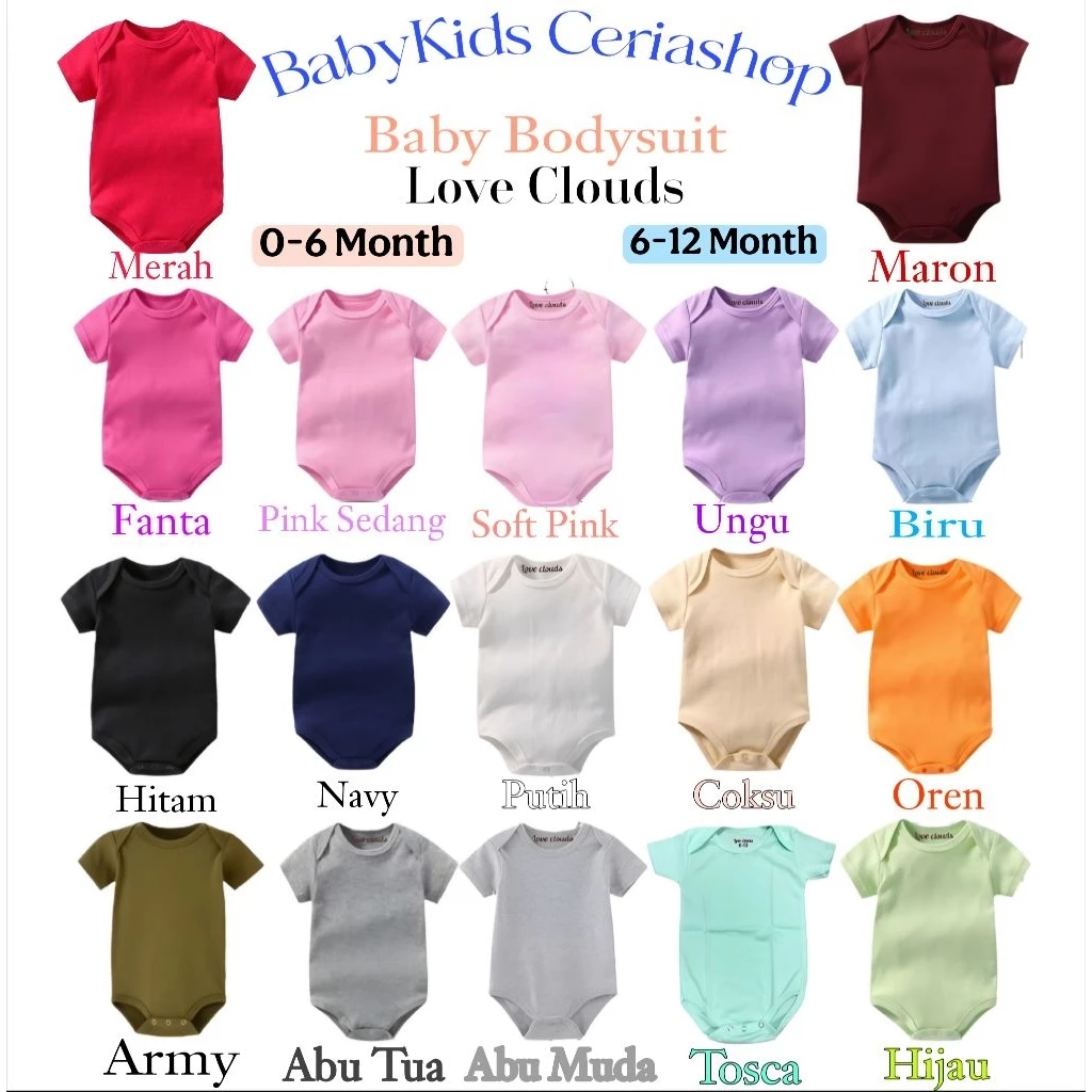 Jumper Bayi / Jumper Lengan Pendek Polos Bayi Love Cloud Original (SNI)