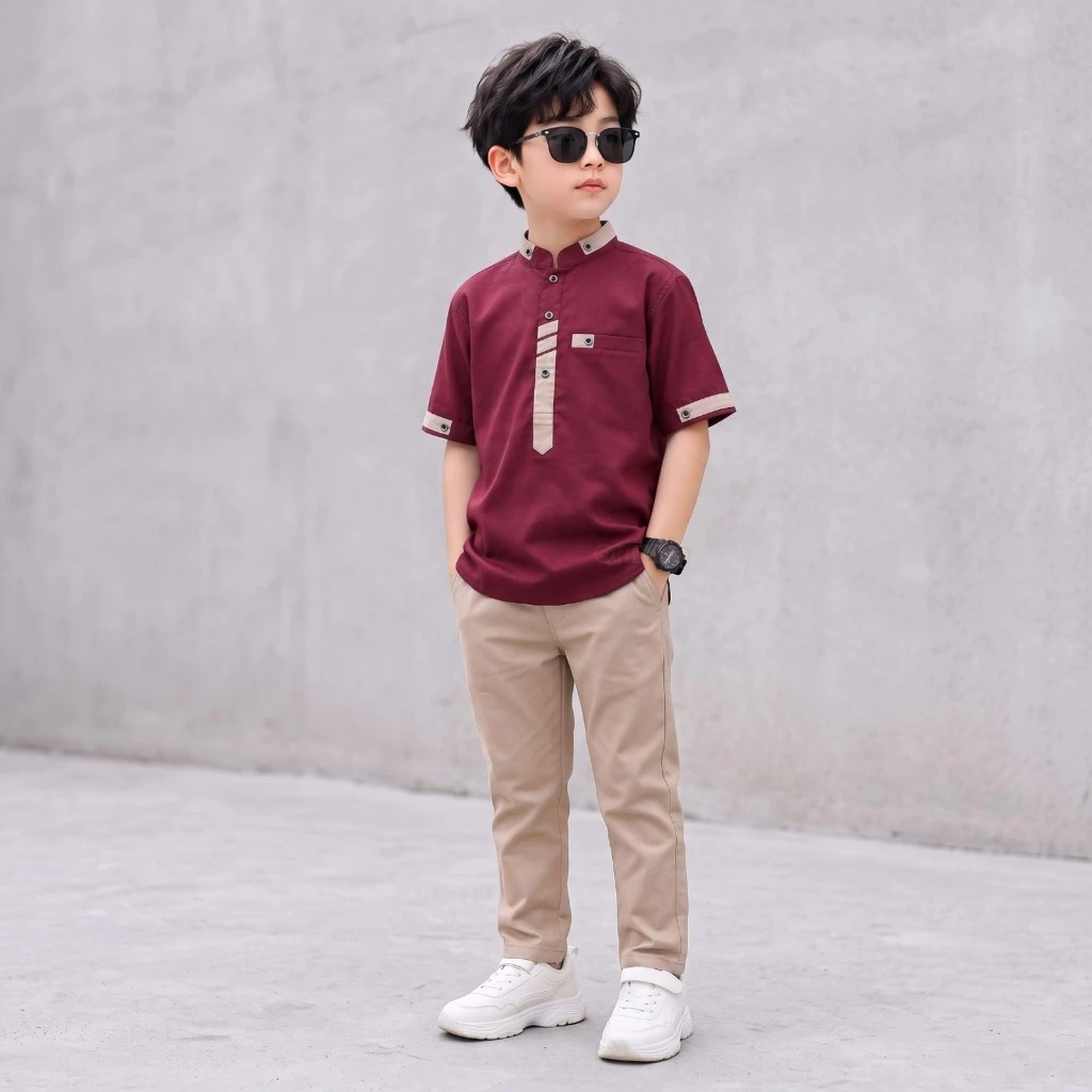 ORIZANO Set Koko Raffi Kids Baju Koko Anak 1-14 Tahun Setelan Koko Anak Laki Laki Model Terbaru