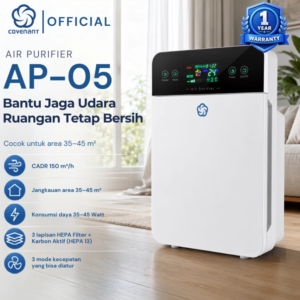 Covenant Official Air Purifier AP-05 Pembersih Udara True HEPA 13 Karbon Aktif Remote