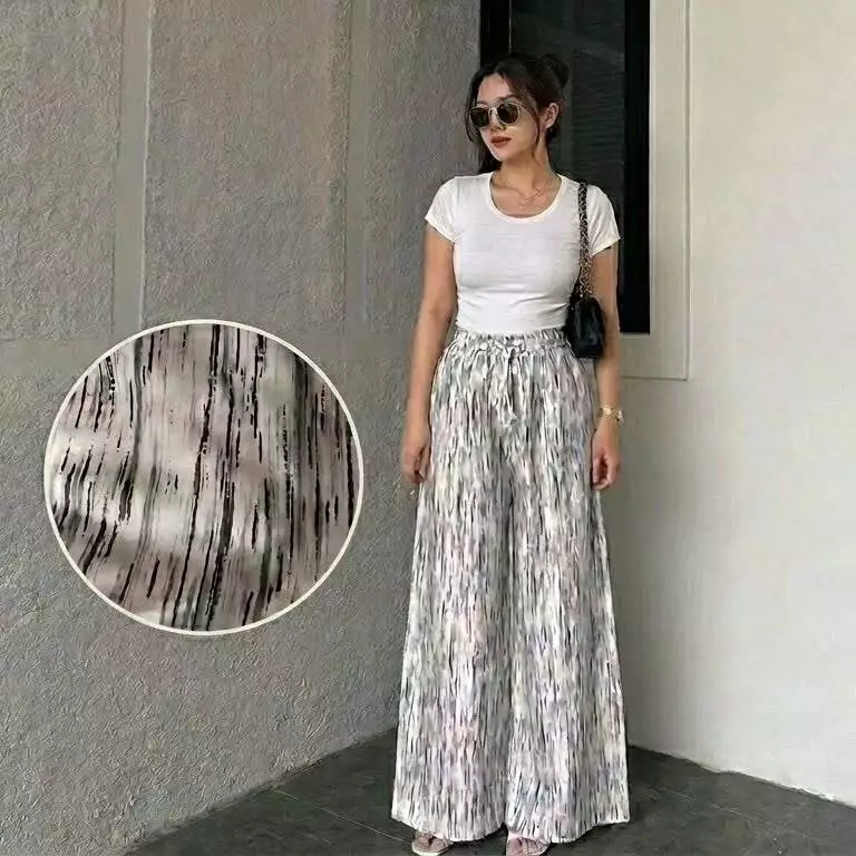 Everyday Pants - Strip Pants Abstrak - Celana Kulot Motif Serat Kayu - Celana Panjang