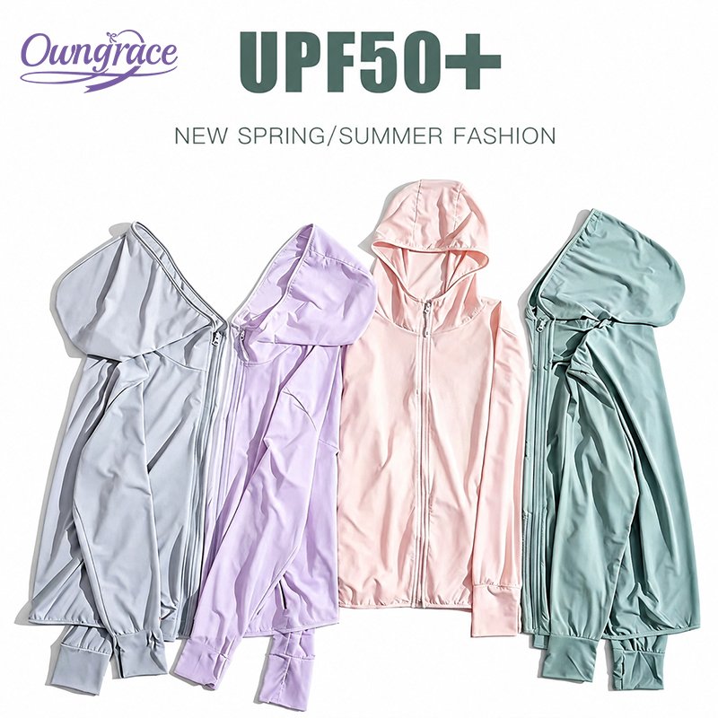 Owngrace Jaket Wanita Anti UV UPF50+ • Jaket Dingin Tipis Cepat Kering untuk Outdoor & Gym
