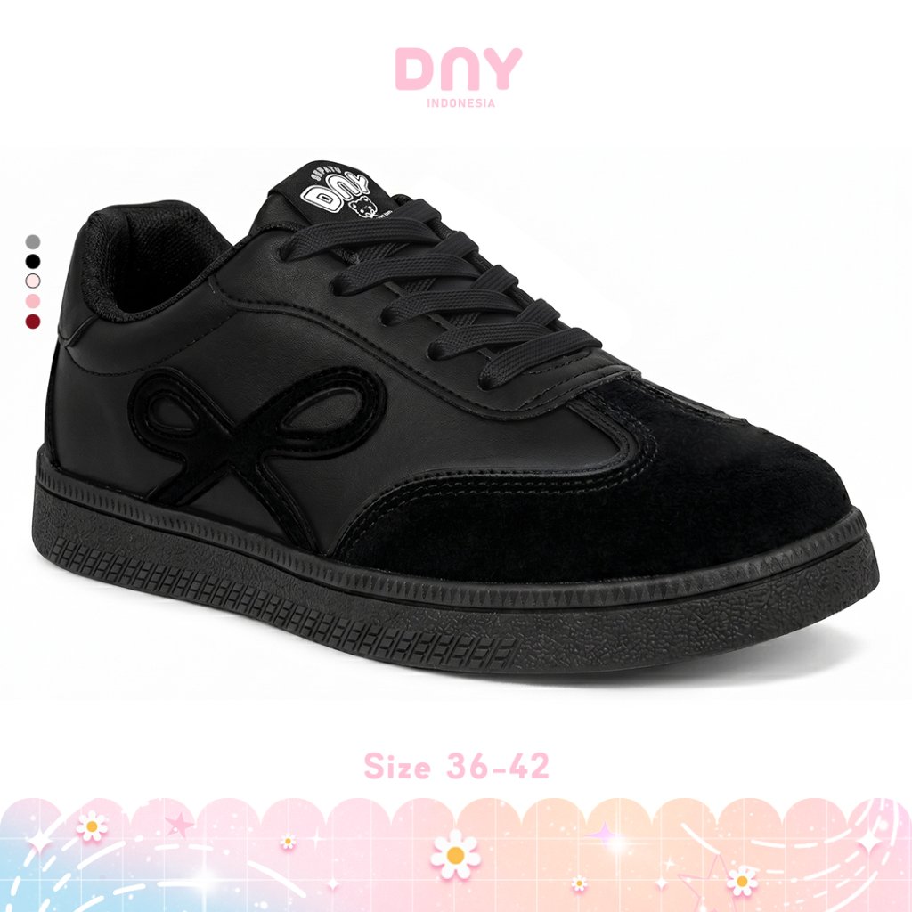 Sepatu DNY Sepatu Wanita Lucu Pita Olahraga Lari Sneakers Hitam Perempuan Back To School
