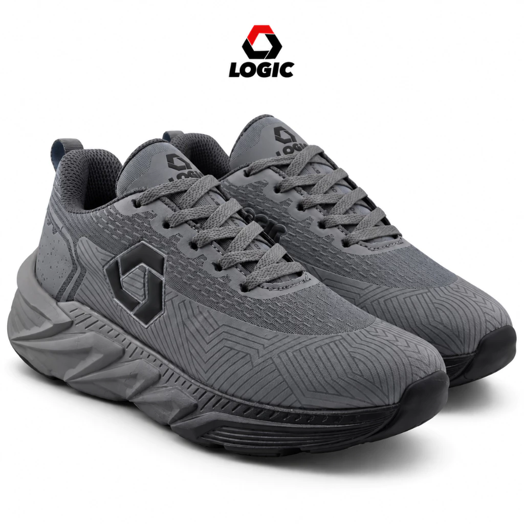 Logic - Power Of Lifetime Black Grey | Sepatu Pria Sport | Sepatu Running | Sepatu Joging