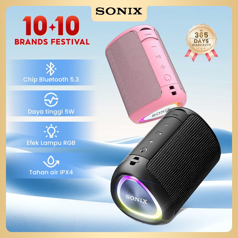 Sonix Speaker Bluetooth SK07 Bass RGB Waterproof IPX4 Bluetooth 5.3 1200mAH Portable
