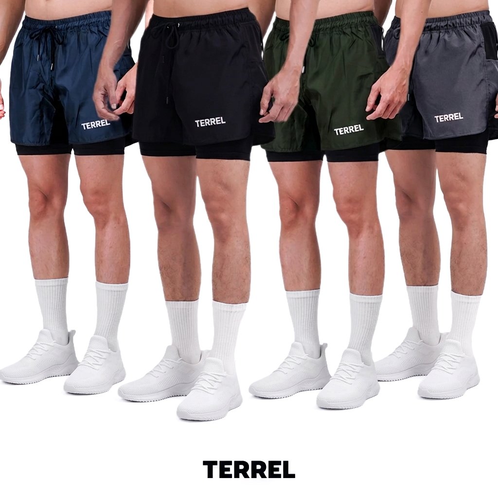 Terrel Sportswear Compression Short Men | Celana Pendek Olahraga Pria Saku HP Resleting