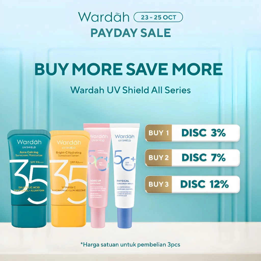 Wardah Sunscreen UV Shield All Series (Airy Smooth Essential Gel Acne Calming Aqua Fresh