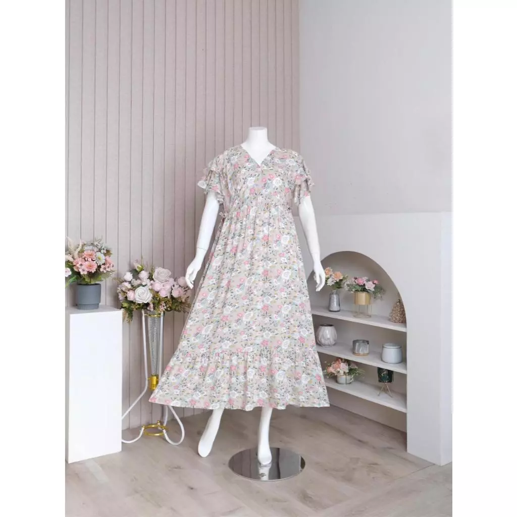 Daster Dress ZORAYA GHANIYA Homedress Motif Rayon Premium Busui Friendly All Size Ld 120