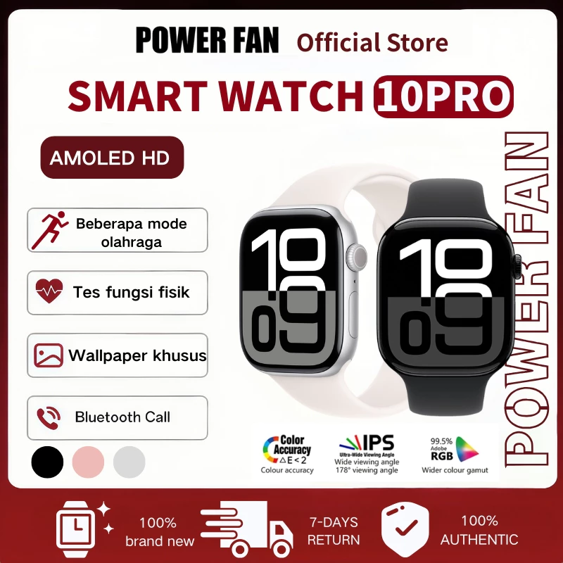 [Terkini] POWER FAN Smartwatch Seri 10 Pro Max 2,3 inci AMOLED HD Smartwatch wanita