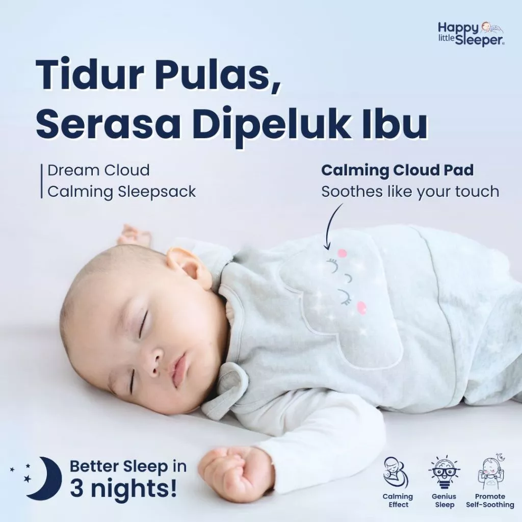 HappyLittleSleeper Dream Cloud Calming Sleepsack 100% Katun with Calming Cloud Pad - Classic Series (FREE GIFT Cussons Baby Face & Body Cream)
