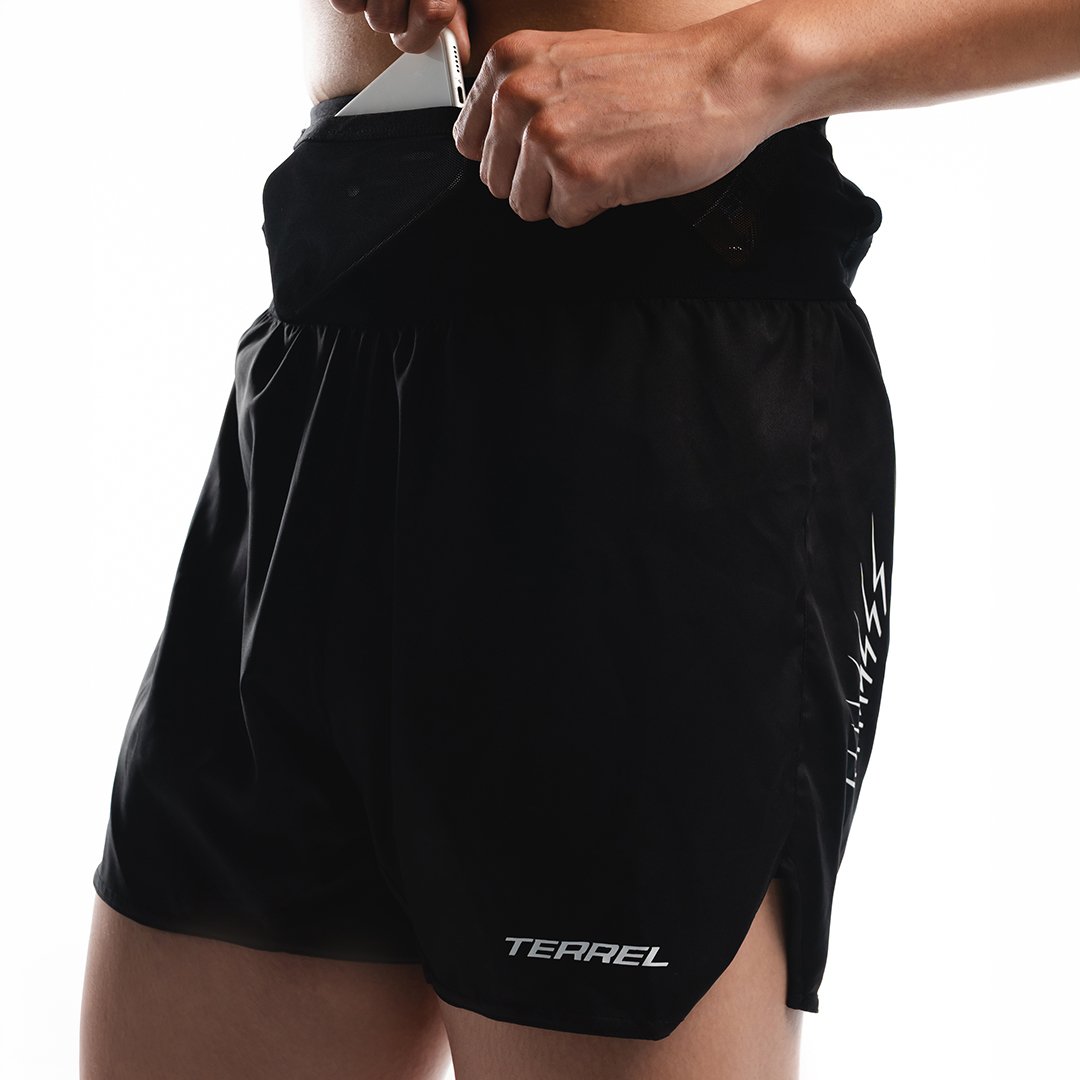 Terrel Sportswear - Thunderclap Stormline Belt Shorts Black Running | Celana Olahraga