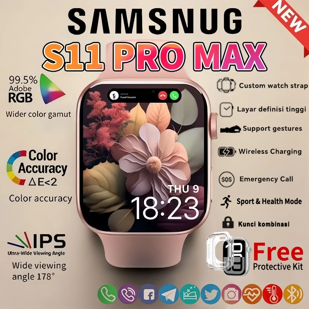 SAMSNUG Smartwatch S11 PRO MAX Original with 2.1" HD AMOLED Display GPS NFC Jam Pintar