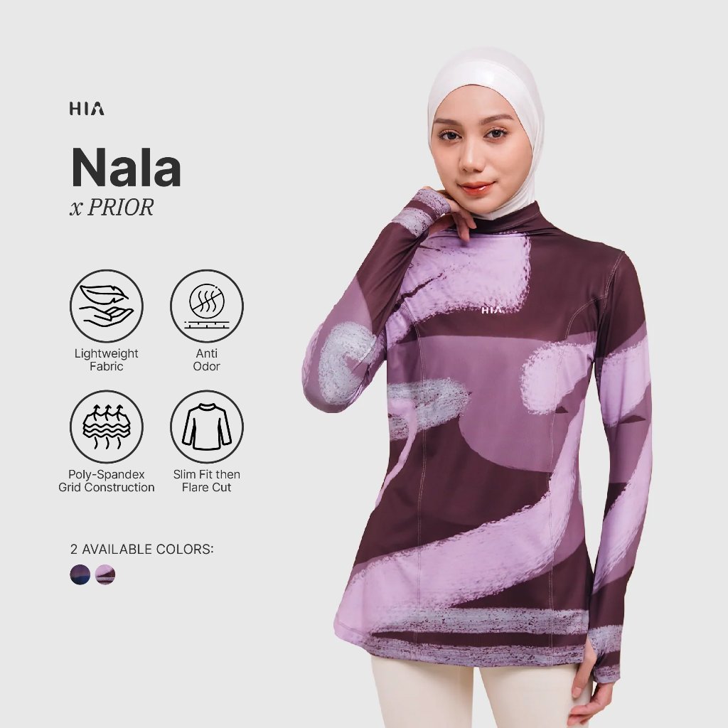HIA Everywear X PRIOR Nala Printed Slim Fit Long Sleeve Sport Shirt Gym Yoga Pilates