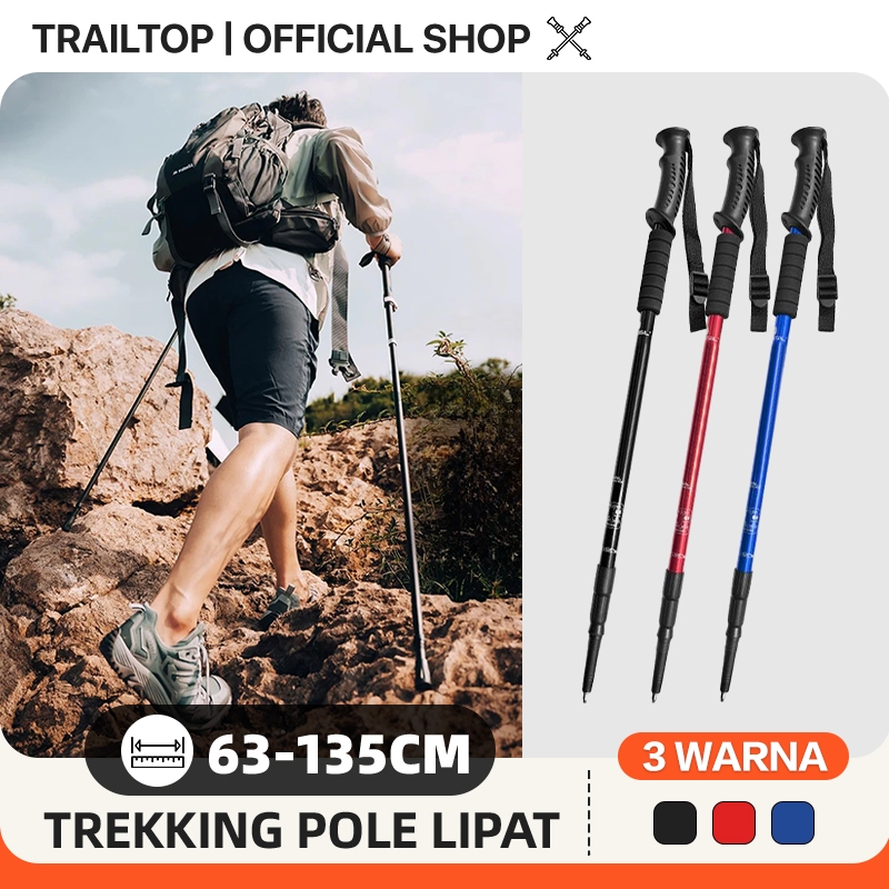 TrailTop Trekking Pole Lipat Tongkat Trekking Kekerasan Tinggi Tongkat Hiking Dapat