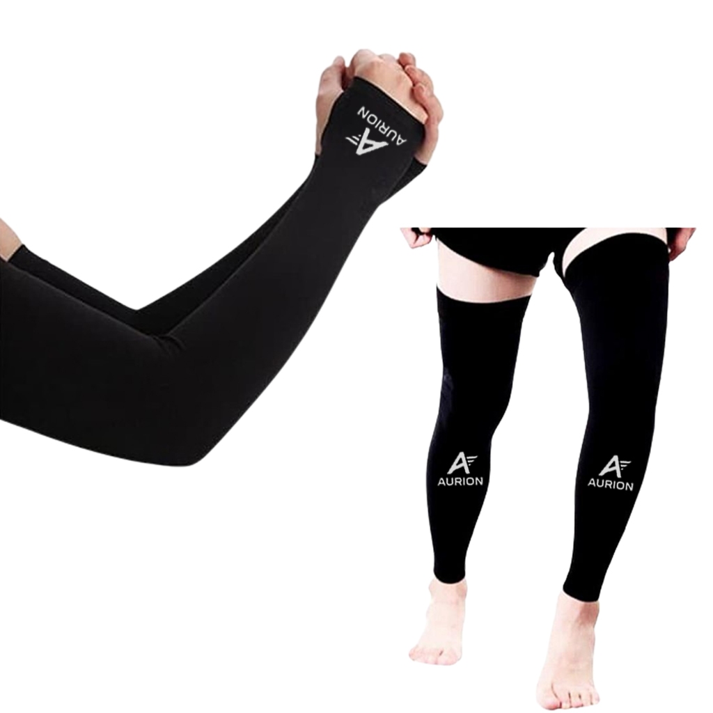 AURION Setelan Manset Kaki Leg Warmer Leg Sleeve Manset Tangan Arm Sleeve Hand Sock Pria