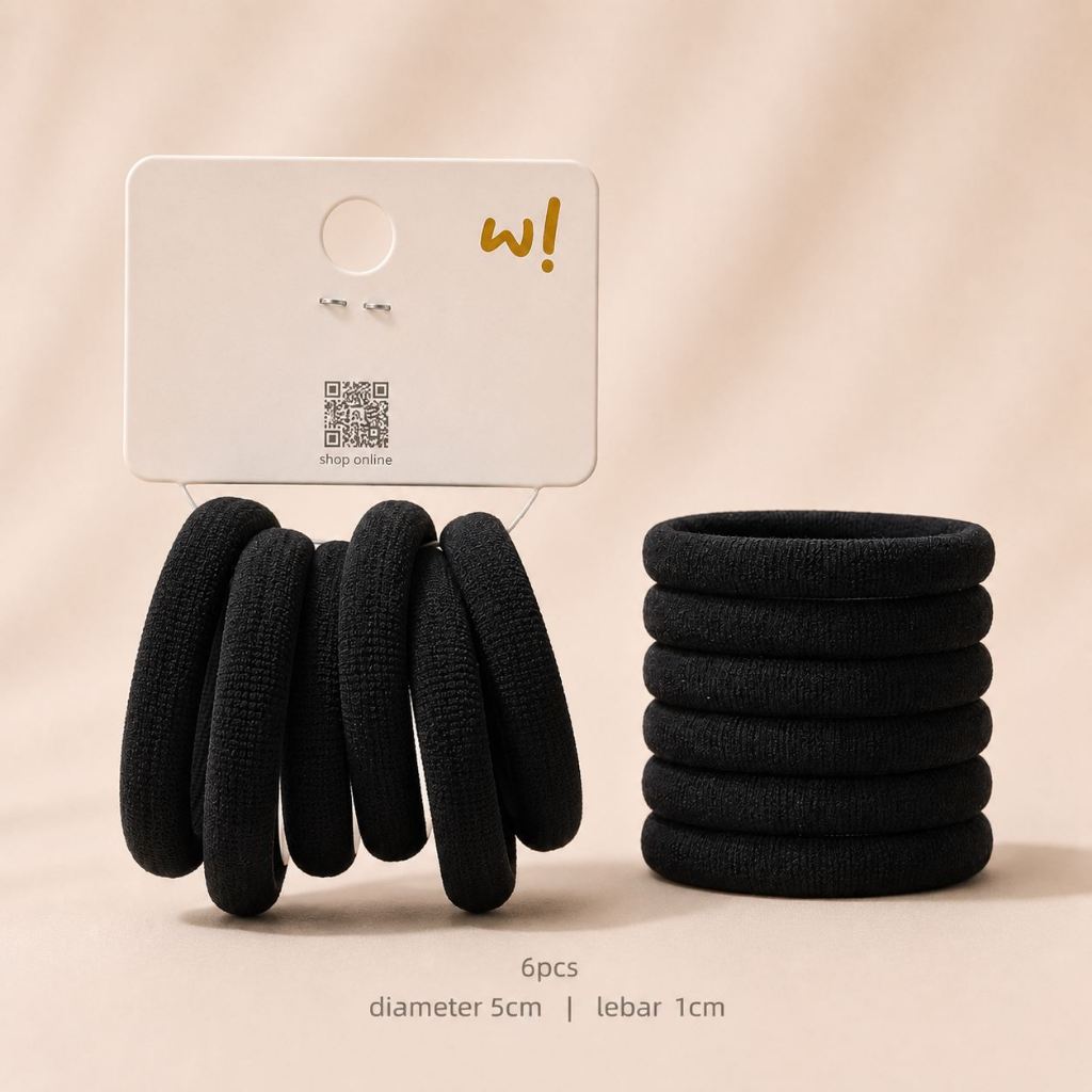 W! Accessories Ikat Rambut / Hairband Donut Set Hitam Hairtie Scrunchie 73160200