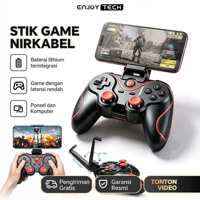 Gamepad Bluetooth Nirkabel V5 Stik Game HP Android iOS PC PS3 Smart TV dengan Holder Teleskop Anti Slip Stick Controller Game