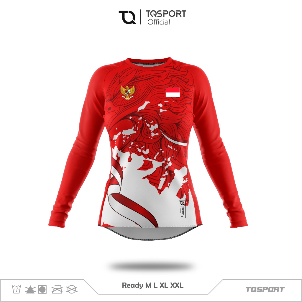 TQSPORT - Jersey Merah Putih Timnas Kaos Olahraga 17 Agustus Pria Wanita Panjang