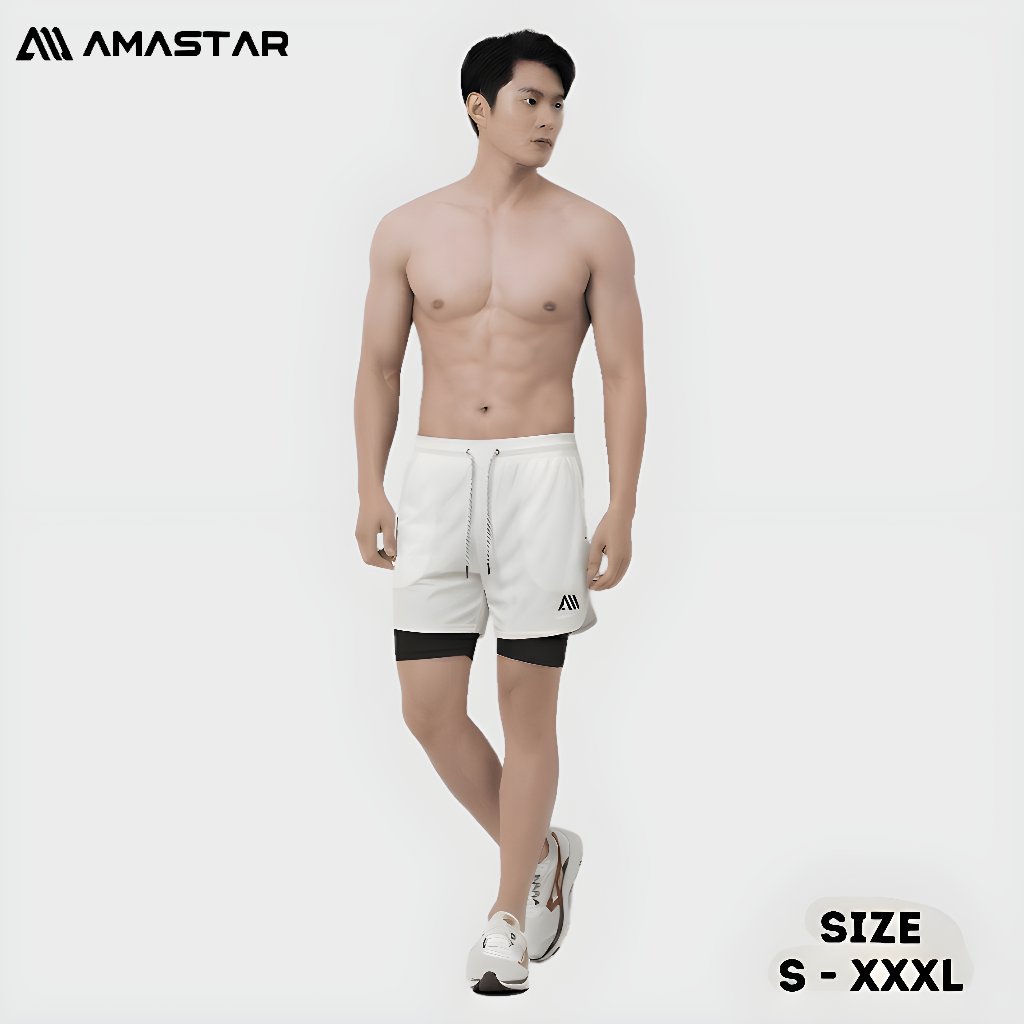 AMASTAR Astro Celana Olahraga 2 in 1 Pria -double shorts inner
