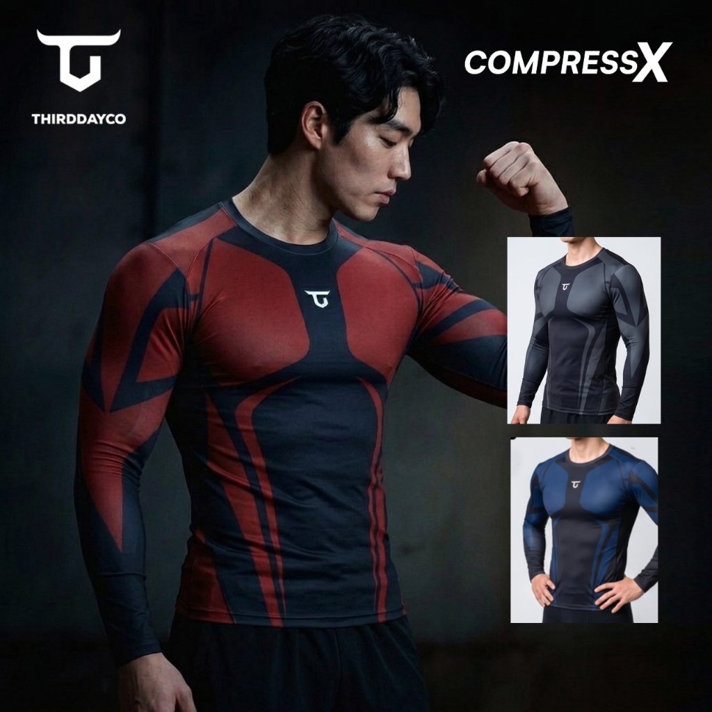 THIRDDAY Kaos Compression Gym Lengen Panjang Compression Ketat 4 way stretch | Superhero