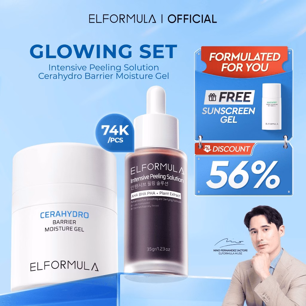 [FREE SUNSCREEN GEL] ELFORMULA Bundle 2in1 - Intensive Peeling Solution + CeraHydro Barrier