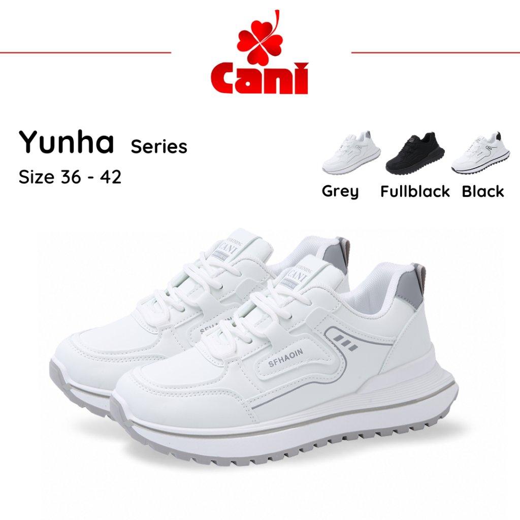 (GAJIAN SALE) Cani Yunha Sepatu Wanita Sneakers Putih Fashion Kasual Fullblack Sekolah