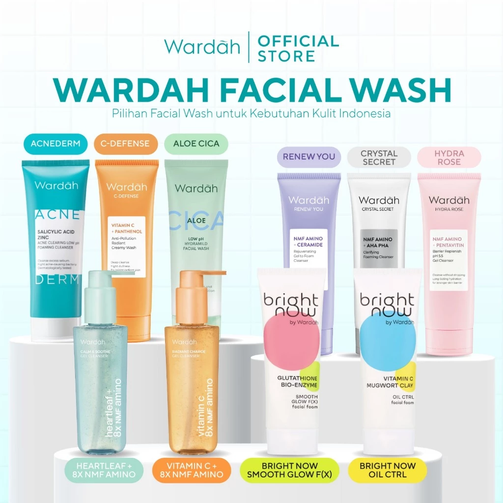 WARDAH Facial Wash All Series - Acnederm, C-Defense, Lightening Lightplus, Perfect Bright