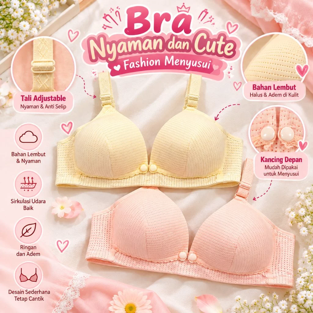 POLINI Bra Bh Menyusui Tanpa Kawat Nursing Bra Maternity Bra G411