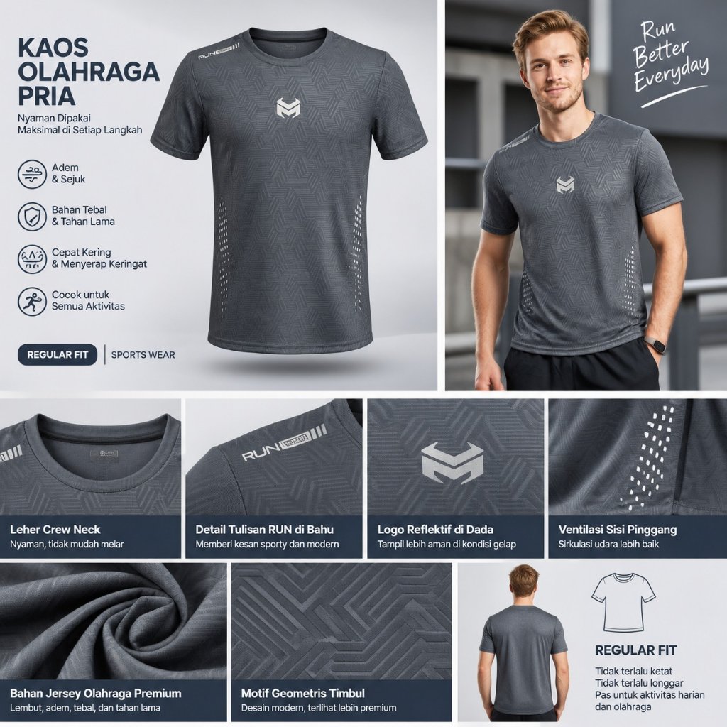 Monexo - Kaos Olahraga Pria Lengan Pendek Fitness gym Running Sport Bahan Dryfit JMN21