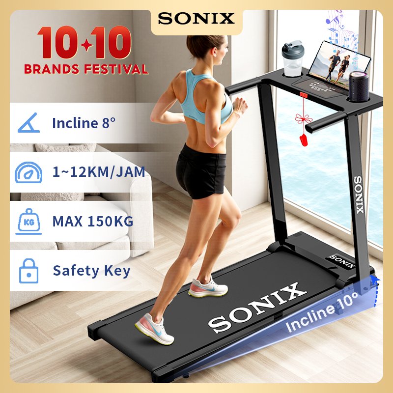 Sonix Incline Listrik Treadmill STR02 Dapat Dilipat Running Pad Max 150kg 10°Alat