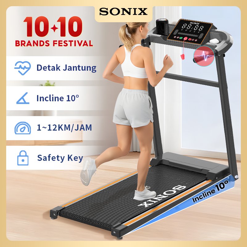 Sonix Incline Listrik Treadmill STR05 Heart Rate Walking Pad Multifungsi Low Power