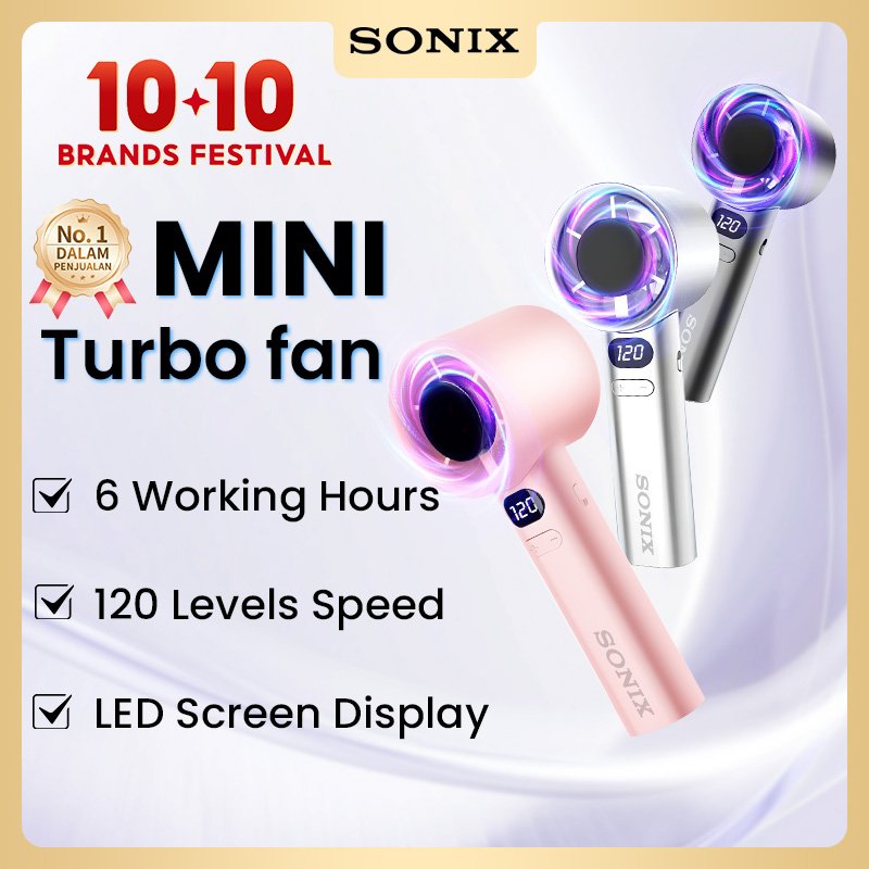 Sonix Mini Fan SF04 Kipas Angin Portable Genggam Strong Cooling Turbo Fan High Speed 120