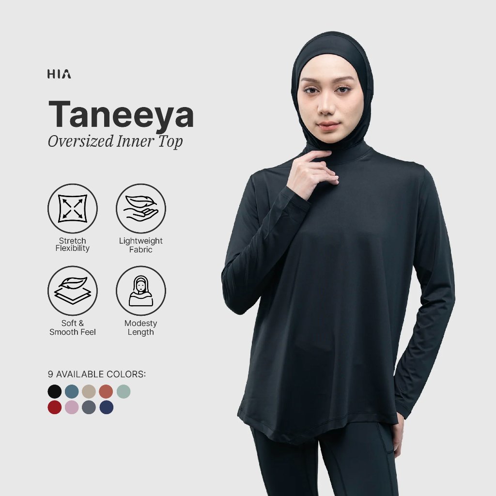 HIA Everywear Taneeya Baju Olahraga Wanita Running Yoga Pilates Gym Lari Oversized Inner