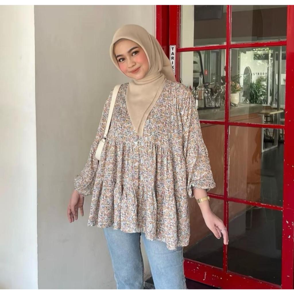 Atasan Jumbo Wanita Blouse Rayon Premium Kekinian Jumbo Terbaru Alona by Kamalin