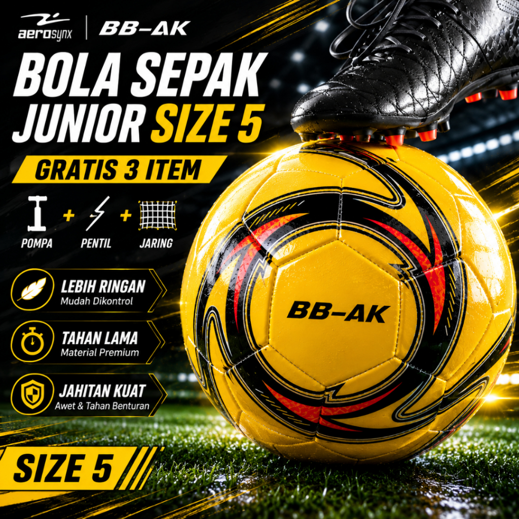BBAK Bola Sepak Size 5 / Bola Kaki ORI / Bola Lliter Dijahit Manual Premium Bonus Pompa