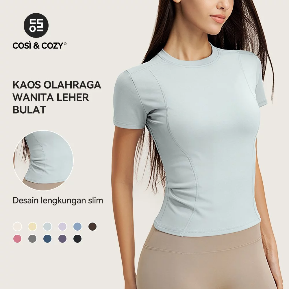 COSI COZY 2PCS Kaos Yoga Slim Lengan Pendek Cepat Kering Serap Keringat Olahraga Lari