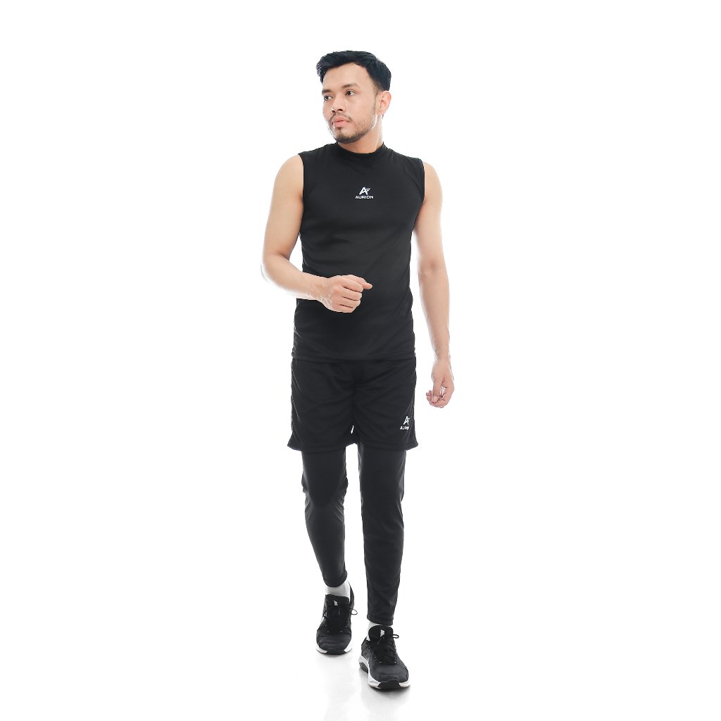 AURION Setelan Olahraga Singlet Celana Pendek dan Legging Pria Wanita