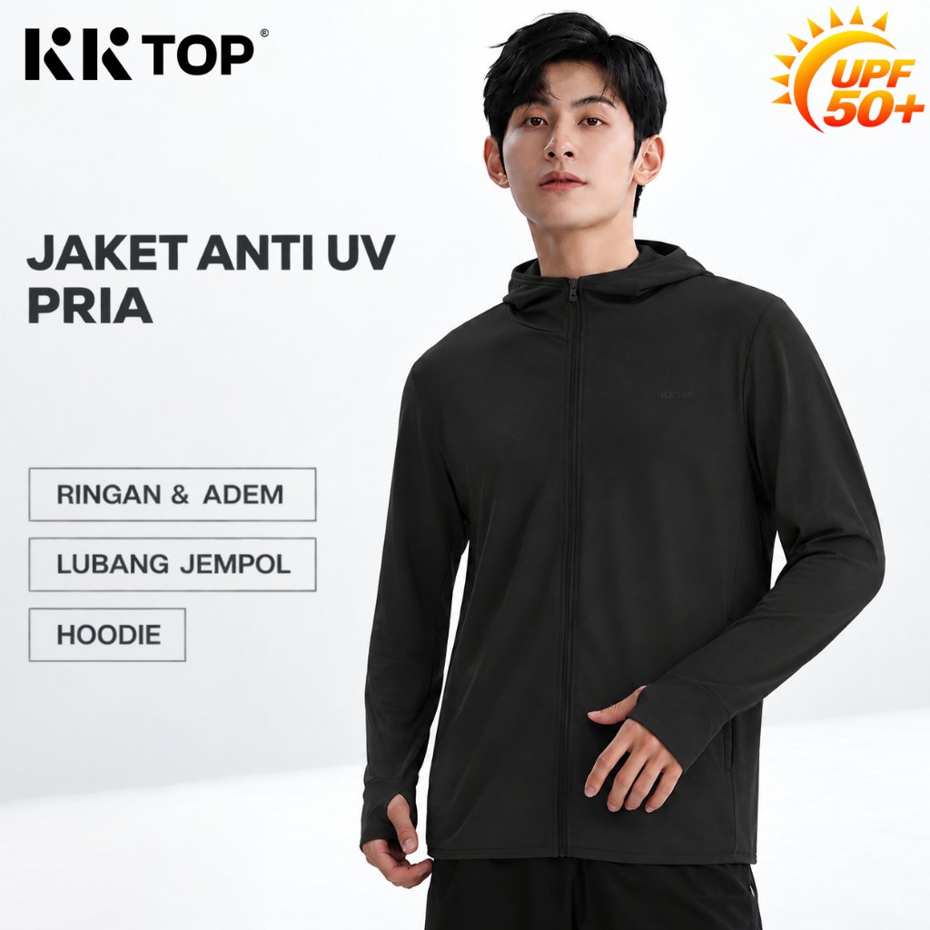 KKTOP - Jaket Running Sepeda Anti UV | Windbreaker Outdoor UPF50+ Breathable Pria (M001)