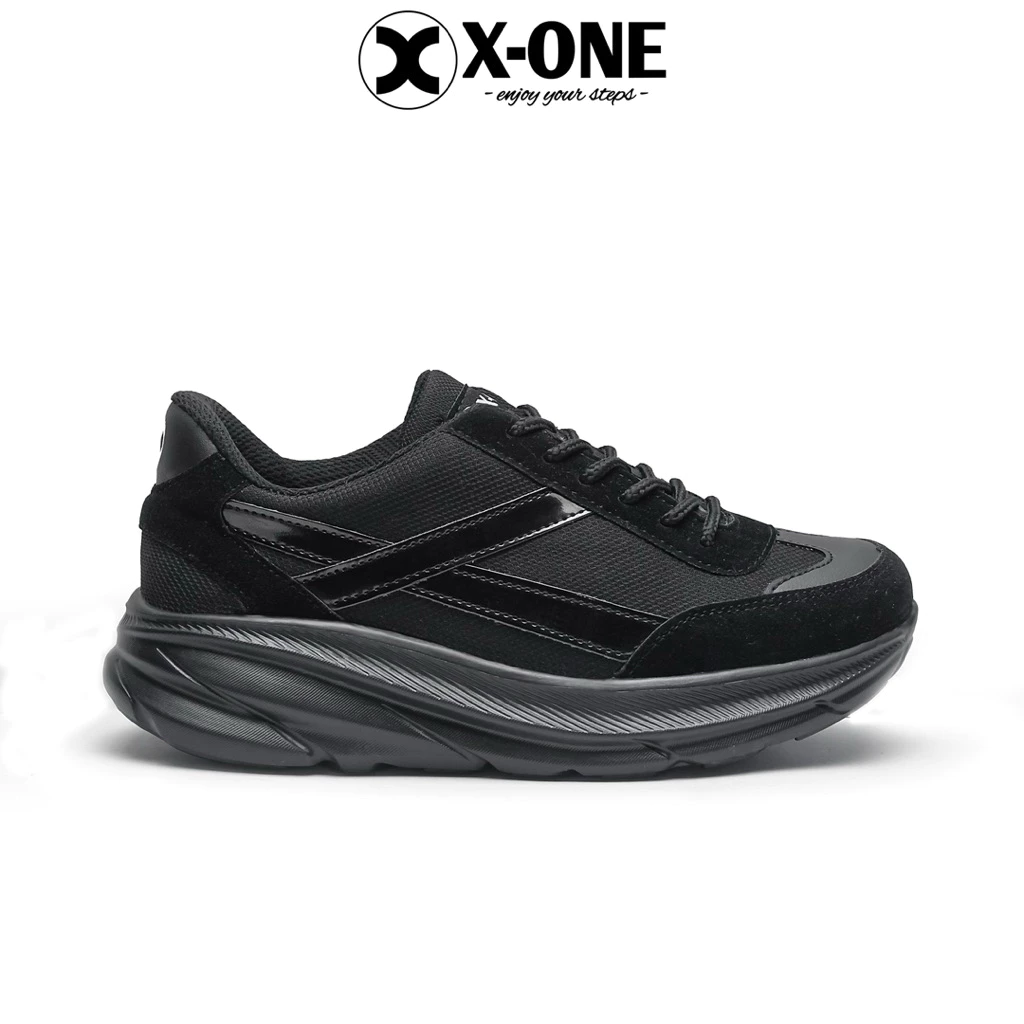 X-ONE Sepatu Sneakers Pria Casual | Sepatu Walking | X-One Footwear āStrolling Full Blackā