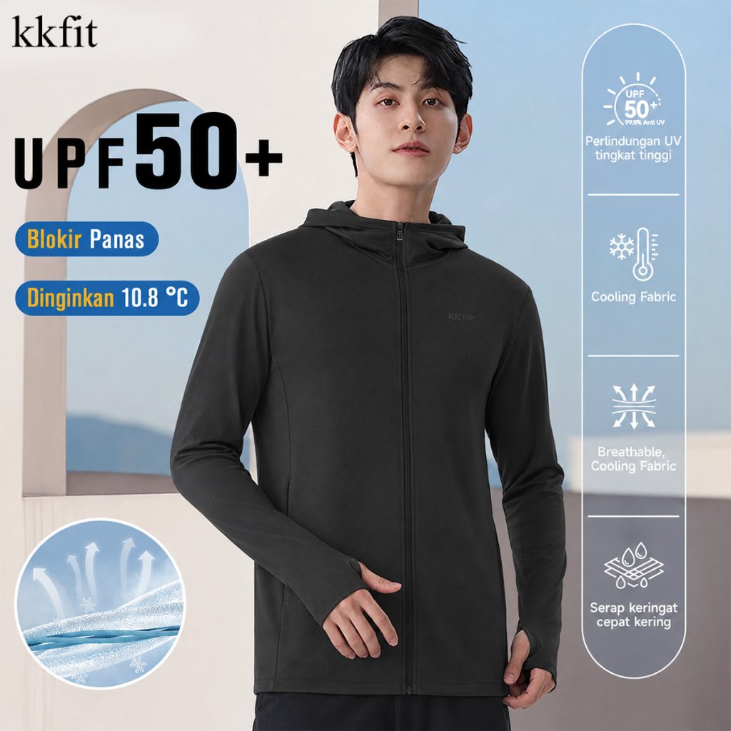 KKFIT Jaket Olahraga Anti UV Pria Baju Olahraga UPF50+ Breathable Outdoor Sport (M001)