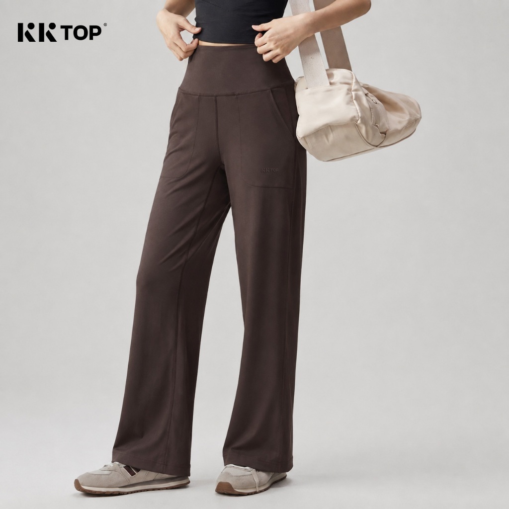 KKTOP Celana Wanita Lycra® High Waist Oversize Lentur Adem Olahraga Casual OOTD Hangout
