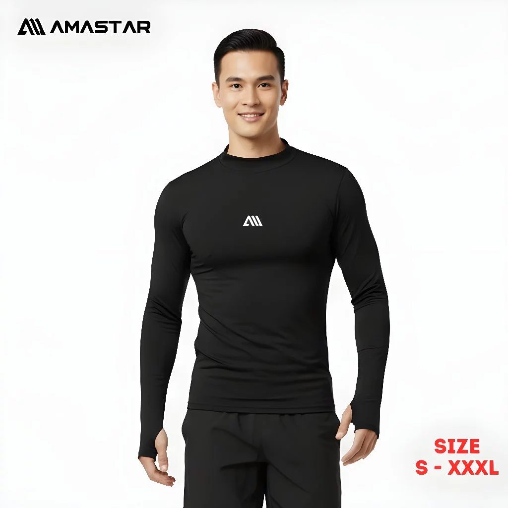 AMASTAR Neo Basic Baju Manset Olahraga Baselayer Lengan Panjang Thumbhole